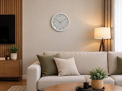 30 cm Duvar Saati Gold Detaylı Beyaz (KOD-3623) - 2