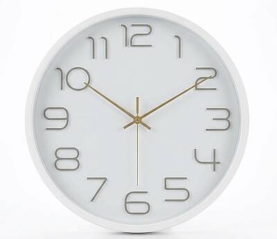 30 cm Duvar Saati Gold Detaylı Beyaz (KOD-3623) - 