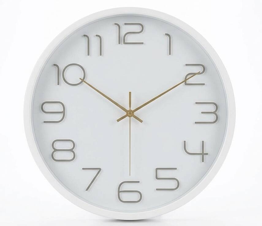 30 cm Duvar Saati Gold Detaylı Beyaz (KOD-3623) - 1
