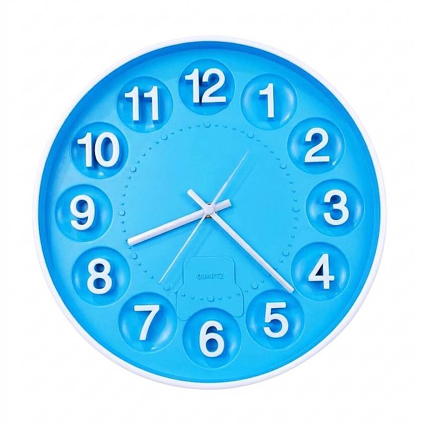 30 cm Duvar Saati Kabartma Rakamlı Mavi (KOD:9752-Mavi) - 1