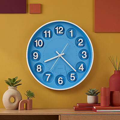 30 cm Duvar Saati Kabartma Rakamlı Mavi (KOD:9752-Mavi) - 2