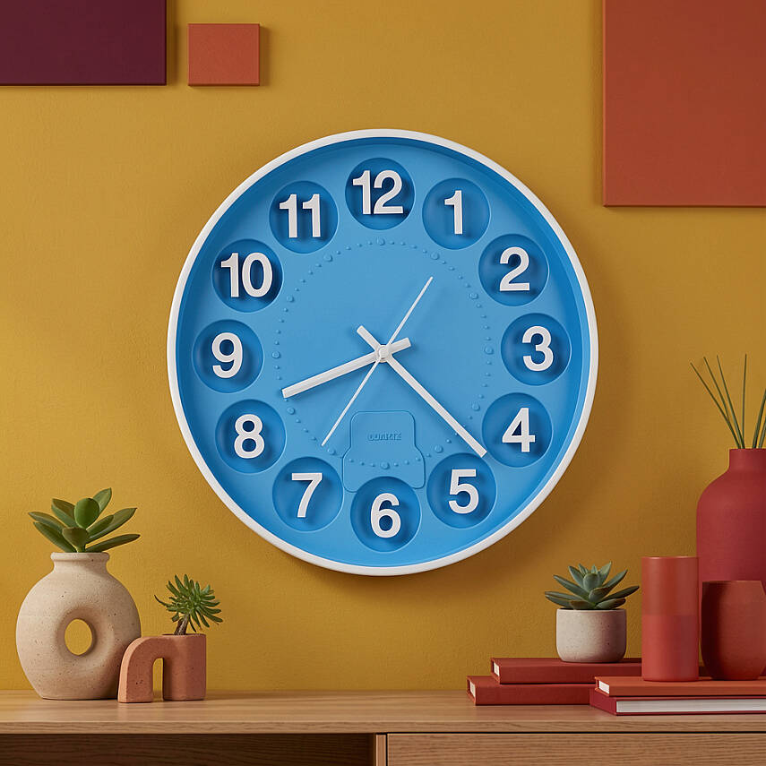 30 cm Duvar Saati Kabartma Rakamlı Mavi (KOD:9752-Mavi) - 2