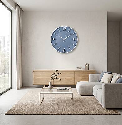 30 cm Duvar Saati Minimalist Çizgisel Rakamlı Mavi (KOD:5958-Mavi) - 2