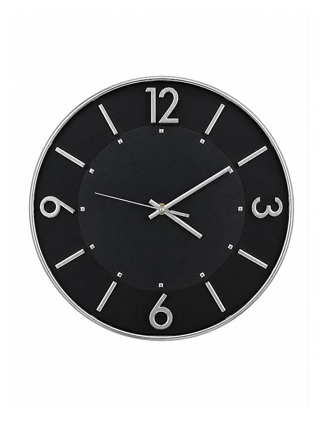 30 cm Duvar Saati Minimalist Çizgisel Rakamlı Siyah (KOD-5957) - 1