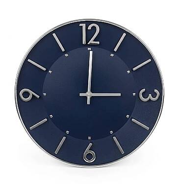 30 cm Duvar Saati Minimalist Çizgisel Rakamlı Siyah (KOD-5957-Lacivert) - 