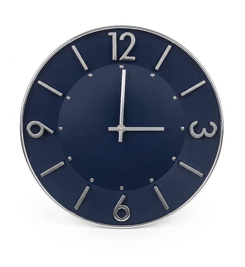 30 cm Duvar Saati Minimalist Çizgisel Rakamlı Siyah (KOD-5957-Lacivert) - 1