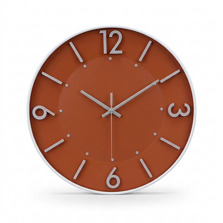 30 cm Duvar Saati Minimalist Çizgisel Rakamlı Turuncu (KOD:5958) - 1