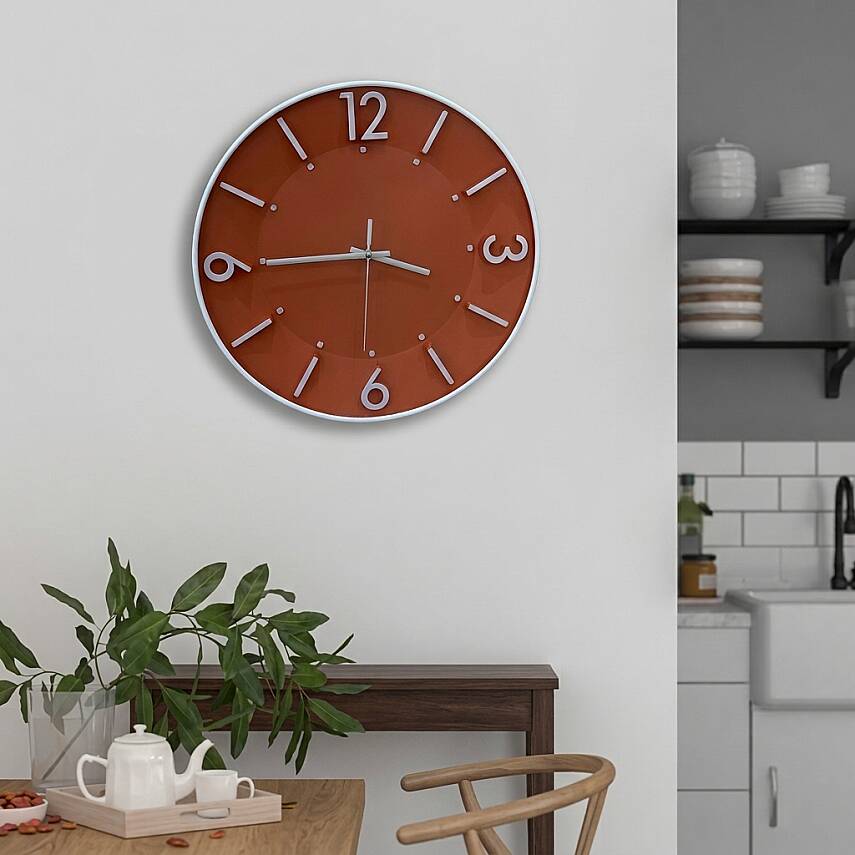 30 cm Duvar Saati Minimalist Çizgisel Rakamlı Turuncu (KOD:5958) - 2