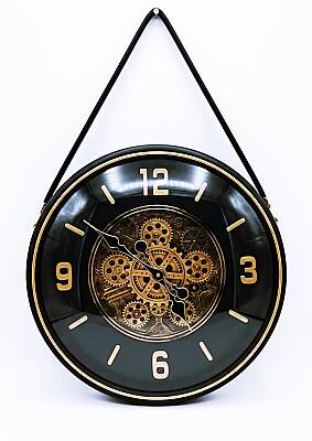 40 cm Duvar Saati Askılı Çark Detaylı Siyah (Askıyla 40x70 cm) (KOD:8322A) - 