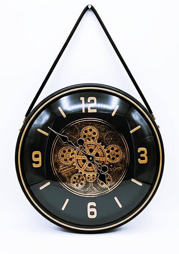 40 cm Duvar Saati Askılı Çark Detaylı Siyah (Askıyla 40x70 cm) (KOD:8322A) - 1