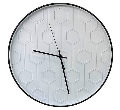 40 cm Duvar Saati Geometrik Desenli Minimalist Beyaz (KOD-3615N-Beyaz) - 
