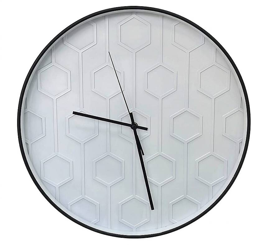 40 cm Duvar Saati Geometrik Desenli Minimalist Beyaz (KOD-3615N-Beyaz) - 1