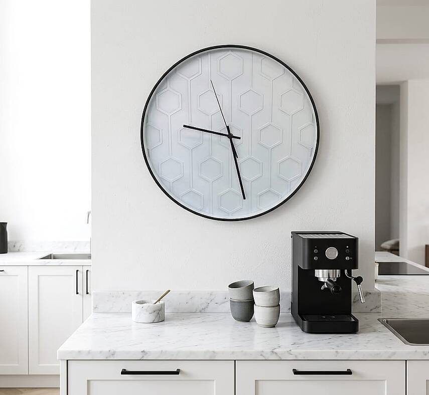 40 cm Duvar Saati Geometrik Desenli Minimalist Beyaz (KOD-3615N-Beyaz) - 2