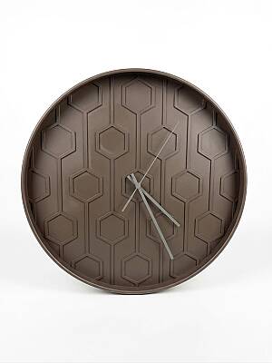 40 cm Duvar Saati Geometrik Desenli Minimalist Kahverengi (KOD-3615N) - 