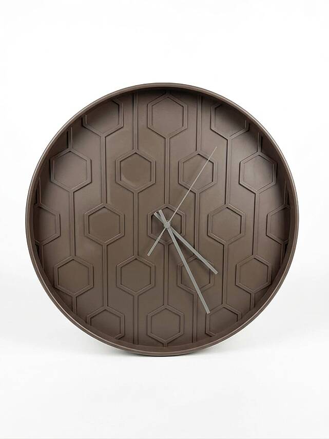 40 cm Duvar Saati Geometrik Desenli Minimalist Kahverengi (KOD-3615N) - 1