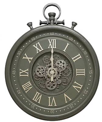 60x74 cm Duvar Saati Çarklı Tasarım Roma Rakamlı Yeşil (KOD 3477-3) - 