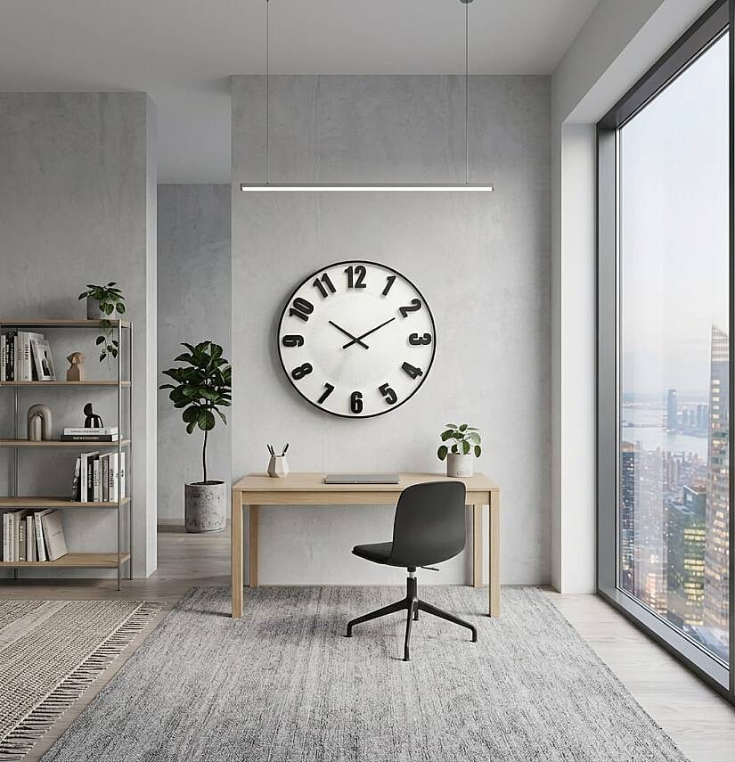 76 cm Duvar Saati Kabartma Rakamlı Siyah Çerçeveli Beyaz (KOD-3582-4) - 2