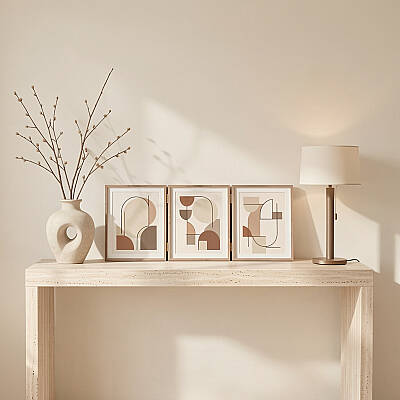 Üçlü Ahşap Fotoğraf Çerçevesi 13x18 Krem (YL-22P-3) - 