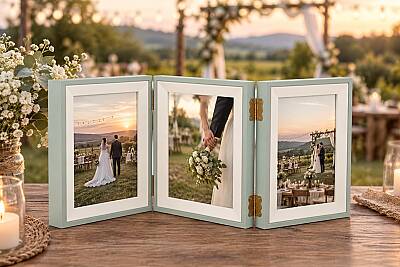 Üçlü Ahşap Fotoğraf Çerçevesi 13x18 Mavi (YL-22P-3) - 