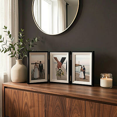 Üçlü Ahşap Fotoğraf Çerçevesi 13x18 Siyah (YL-22P-3) - 