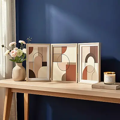 Üçlü Ahşap Fotoğraf Çerçevesi 15x20 Krem (YL-22P-3) - 