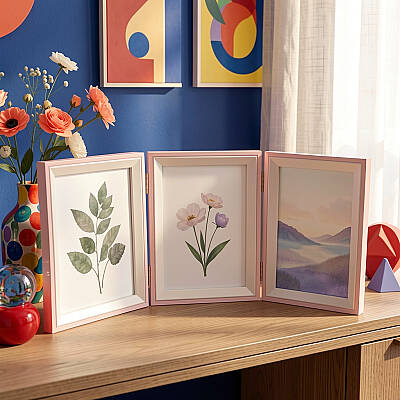 Üçlü Ahşap Fotoğraf Çerçevesi 15x20 Pembe (YL-22P-3) - 