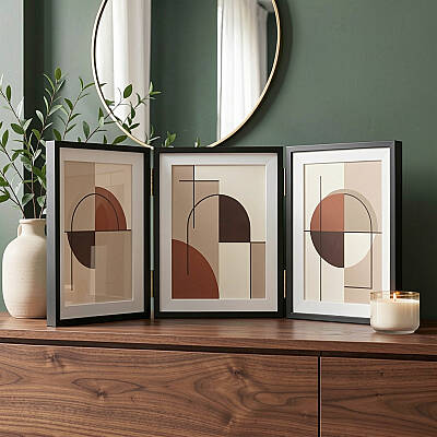 Üçlü Ahşap Fotoğraf Çerçevesi 15x20 Siyah (YL-22P-3) - 